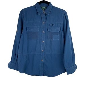 Vintage Lauren Ralph Lauren Blue Military Button Front Jacket Field Sz Medium